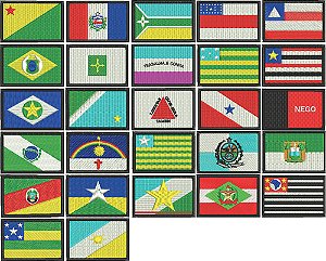 Patch Bordado Bandeiras Kit 4 Bordados Estados Do Brasil 6x4cm