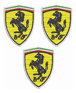 Patch Bordado Carros Kit 3 Ferrari 2,5x3,5cm