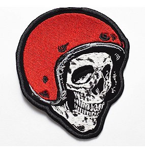 Patch Bordado Caveiras Caveira Capacete 8,5x9,7cm