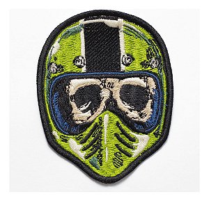 Patch Bordado Caveiras Caveira Capacete Cross 6,2x8cm