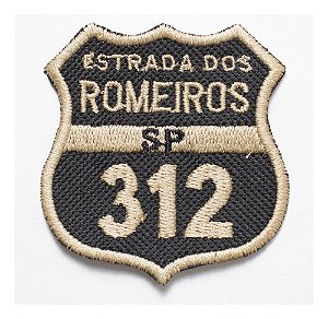 Patch Bordado Placas Estrada Dos Romeiros Sp312 5,6x6cm