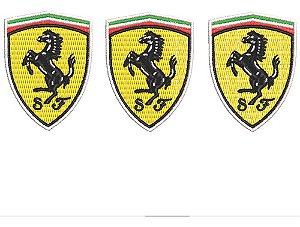 Patch Bordado Carros Kit 3 Bordados Ferrari 3,6x5cm