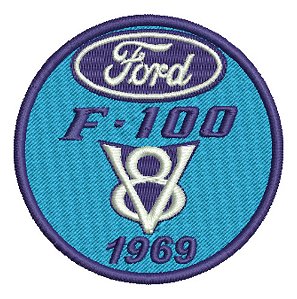 Patch Bordado Carros Ford F-100 V8 8x8cm