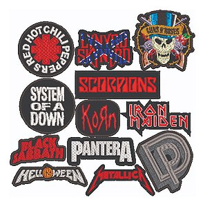 Patch Bordado Música Kit Bandas 1x1cm