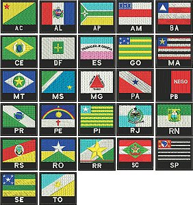 Patch Bordado Bandeiras Kit 5 Bordados Estados Do Brasil 4,5x4cm