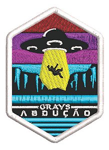Patch Bordado Aliens Gravs Abdução 5,5x7,5cm
