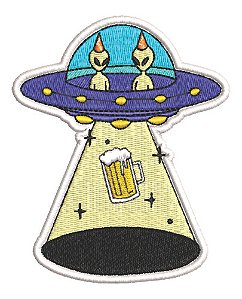 Patch Bordado Aliens Et Cerveja 8,5x10cm