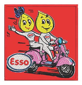 Patch Bordado Carros Esso Casal Lambreta 10x9,5cm