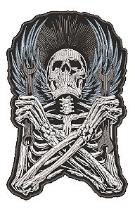 Patch Bordado Grandes Caveira Chaves 21x34cm