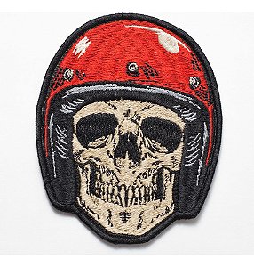 Patch Bordado Caveiras Caveira Front Cafe Racer 6,5x8cm