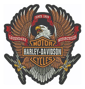 Patch Bordado Harley Davidson Aguia Legendary Colorida 28x30cm