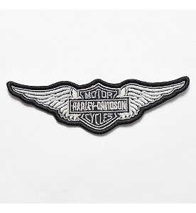 Patch Bordado Harley Davidson Asas 12x3,7cm