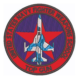 Patch Bordado Top Gun Gun Navy Figther School Weapo 8x8cm