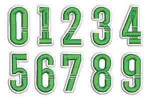 Patch Bordado Diversos Kit 10 adidas Numeros 2,5x4,5cm