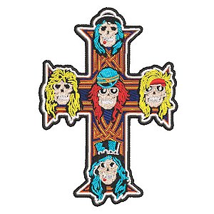 Patch Bordado Música Guns N Roses Cruz 8,3x12cm