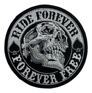 Patch Bordado Caveiras Caveira Ride Forever P 9x9cm
