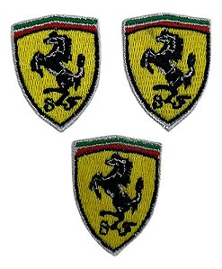 Patch Bordado Carros Ferrari Logo 3 Peças 30x4cm