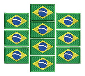 Patch Bordado Bandeiras Bandeira Brasil 10 Peças 4,5x3cm