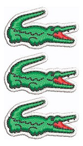 Patch Bordado Marcas Kit Com 3 Jacare 3,2x1,8cm