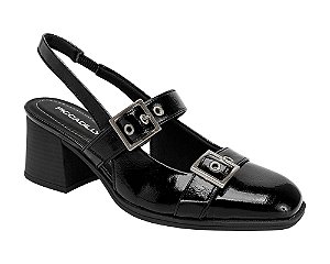 Slingback Piccadilly Cassiana Salto Médio Preto 611003