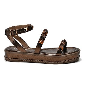 Sandália Via Marte Rasteira Bronze 118-001-01