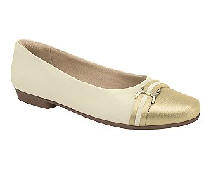 Sapatilha Piccadilly Raquel Off White Dourada 250246