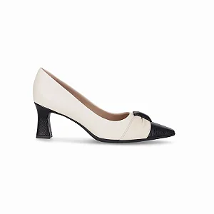 Scarpin Piccadilly Irene Salto Alto Branco e Preto 764015