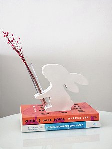 Coelho Páscoa tubo- OffW- em cimento branco