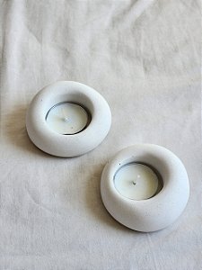 Porta Vela Minimalista- em cimento branco -PERSONALIZÁVEL