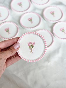 Mini porta joias do dia Redondo - Com borda listrada