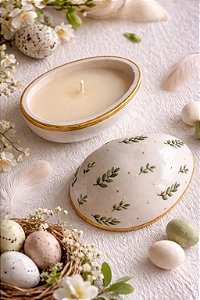 Vela Ovo de Páscoa Aromática – Flor de Algodão & Baunilha