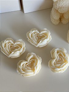 10 Mini Velas Coração em flor - Aromática- embaladas no saquinho tule