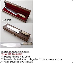 ESTOJO EM MDF C/ FACA INOX CABO DE OSSO 09 POLEGADAS