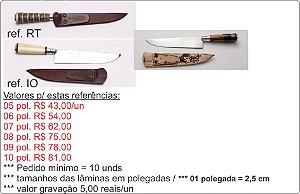 FACAS P/ BRINDE NO ATACADO / DE 05 À 10 POLEGADAS