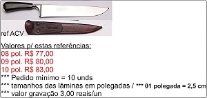 FACAS P/ BRINDE NO ATACADO / DE 08 À 10 POLEGADAS