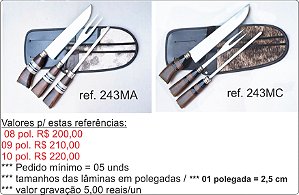 KIT PERSONALIZADO (FACA / CHAIRE / GARFO)  08 À 10 POLEGADAS