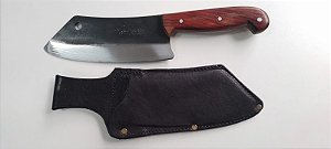 CUTELO RÚSTICO 08" GAÚCHA AÇO CARBONO / CABO MADEIRA NOBRE / BAINHA DE COURO