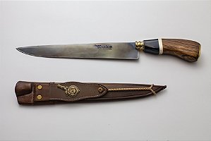 FACA FOSFATIZADA GAÚCHA 10" CABO CHIFRE/MADEIRA/OSSO / AÇO CARBONO BAINHA DE COURO