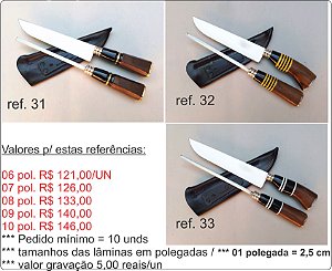 KIT DUPLO (FACA E CHAIRE) P/ BRINDE / DE 06 À 10 POLEGADAS