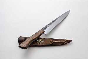 FACA RÚSTICA 09" GAÚCHA CABO MADEIRA / BAINHA ESPECIAL DE COURO