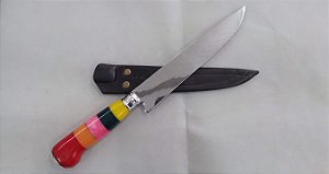 FACA MULTICOR 07" INOX / GAÚCHA / BAINHA DE COURO