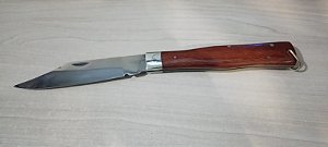 CANIVETE INOX 12 CM DE LÂMINA / GAÚCHA / CABO MADEIRA / ESTOJO EM COURO