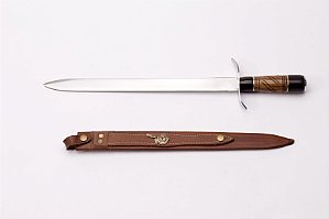 ADAGA 16" / GAÚCHA / AÇO CARBONO / CABO CHIFRE E MADEIRA / BAINHA EM COURO