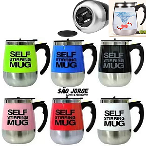 Caneca Elétrica Shake Inox 400ml Self Stirring Mug Mixer Misturador Copo Café