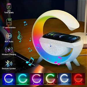 Caixa de Som G-Speaker Carregador Sem Fio Bluetooth RGB Lâmpada De Mesa LED Atm