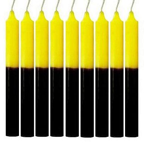 1 Kg De Velas Palito Bicolor Amarela e Preta De 18cm - Velas por Quilo Parafina 100% Pura Fábrica de Velas São Jorge