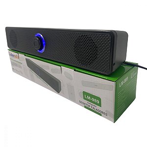 Caixa de Som Soundbar LED Computadores Notebook USB P2 Soundbar Potente LM-989