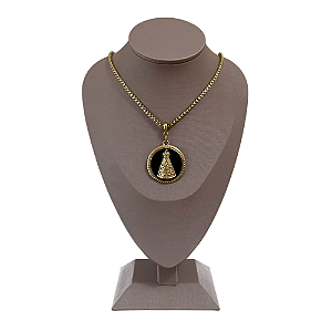 Colar Nossa Senhora Aparecida Folhado A Ouro