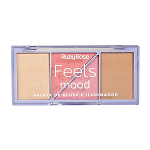 Paleta de Blush e Iluminador Feels Mood Cor 01 - Ruby Rose