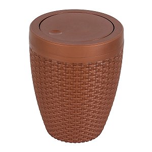 Lixeira de Banheiro Rattan Cobre 6L Aquaplás